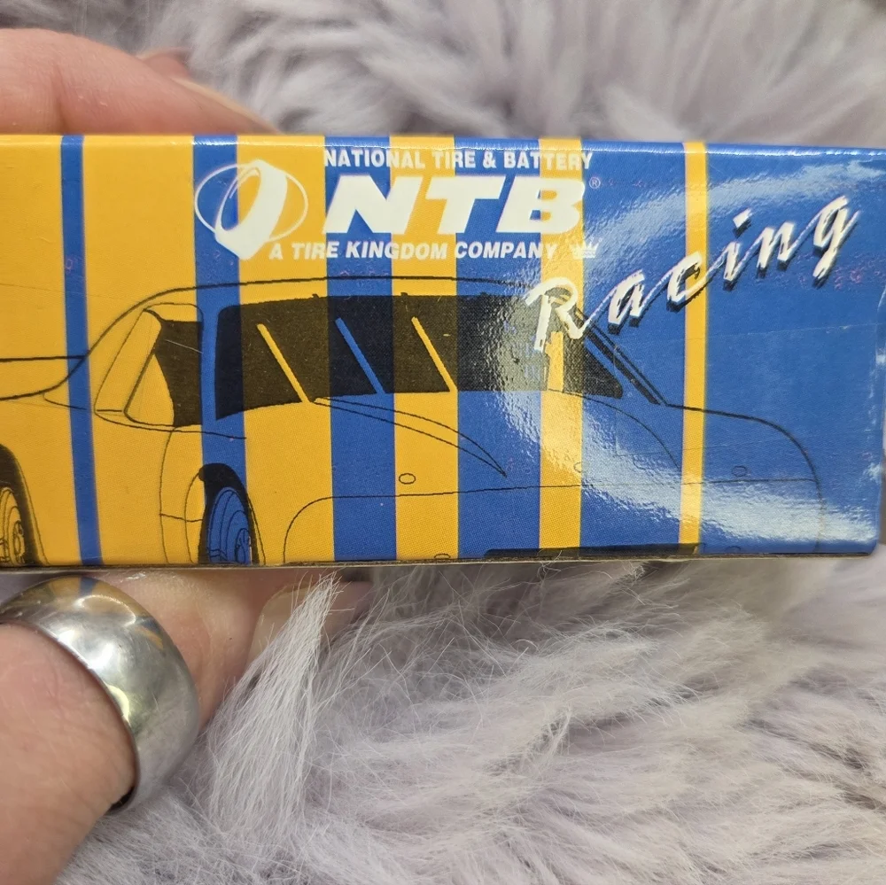 Vintage National Tire Battery Racing Yellow Blue Die-Cast Toy Car